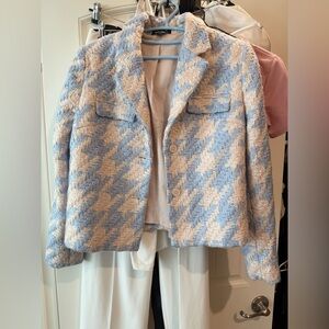 【‼️SOLD❗️】 Express tweed blue Blue and Cream blazer jacket